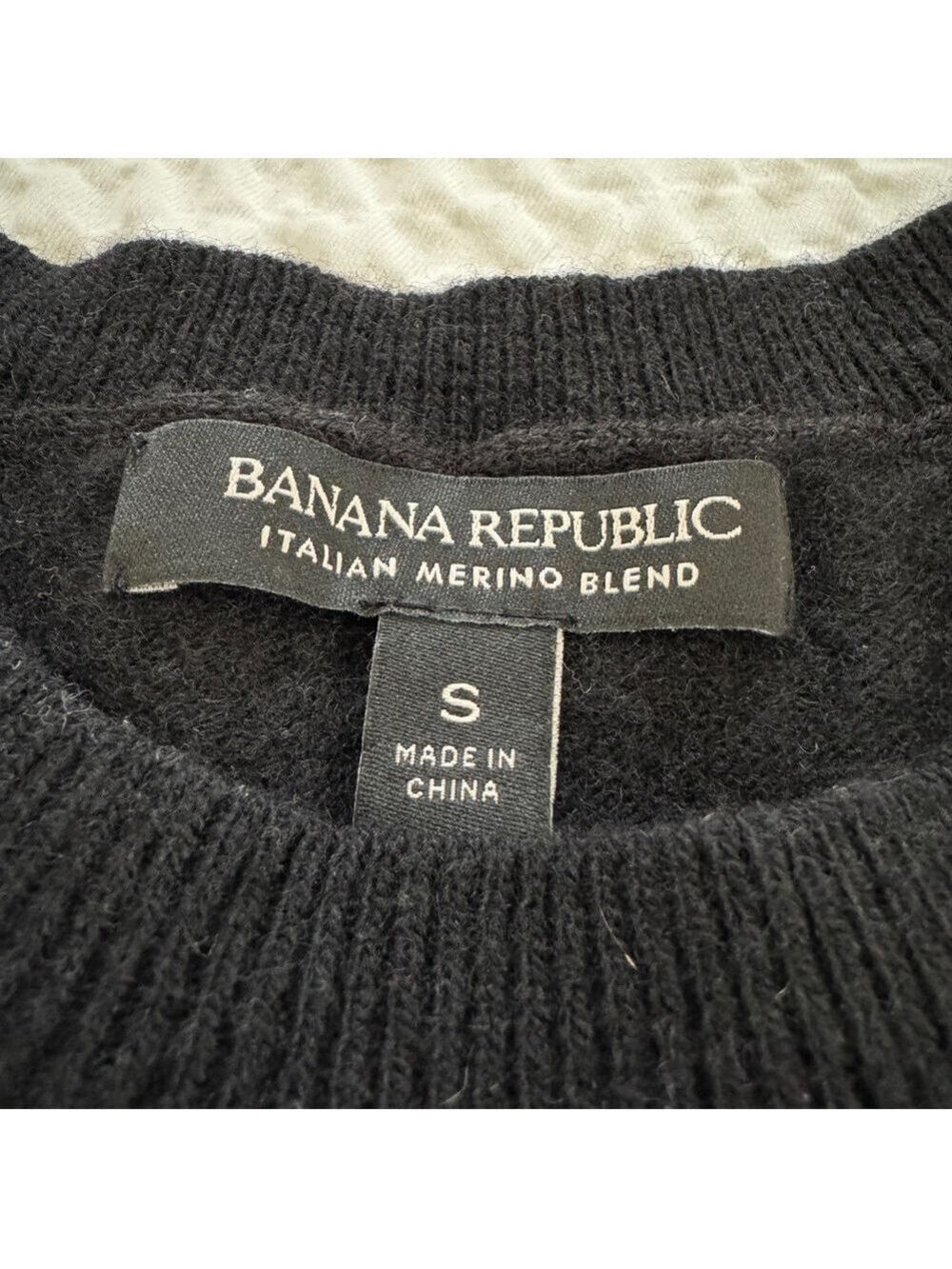 Banana Republic Italian Merino Wool Crewneck Stars Sweater, Black, Size Small - Picture 3 of 9